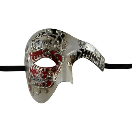 Perfectpretend Phantom of the Opera Inspired Venetian Musical Masquerade Mask Red  Silver PE1802148